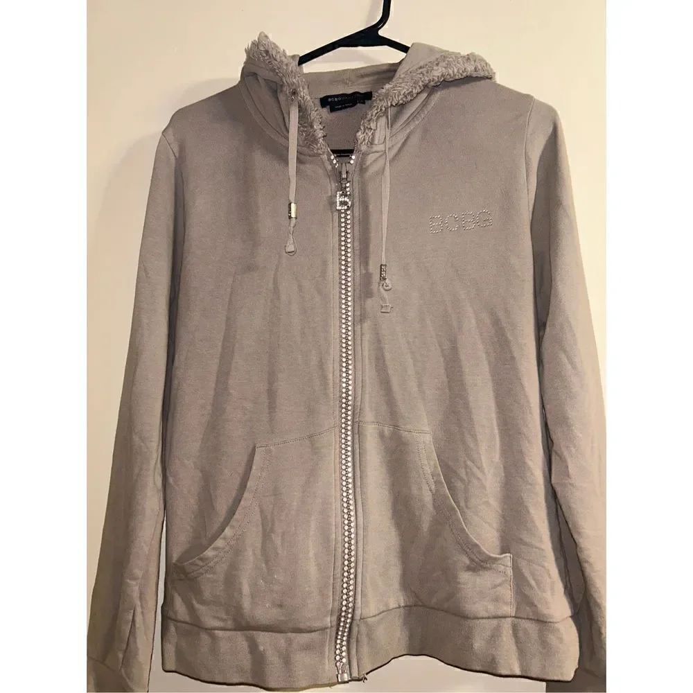 BCBG Maxazaria full zip up bling hoodie size large